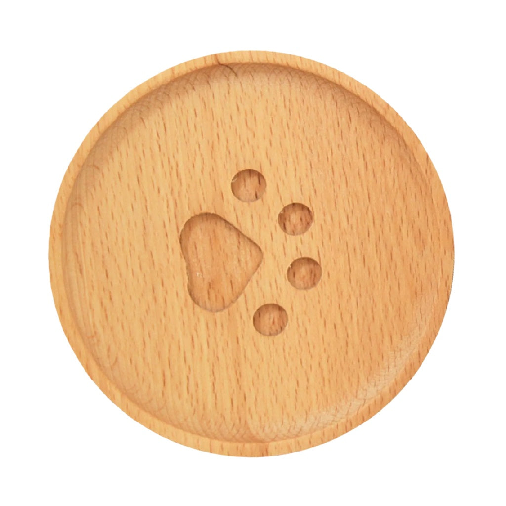 Dessous de verre rond en bois avec motif empreinte de patte antidérapant