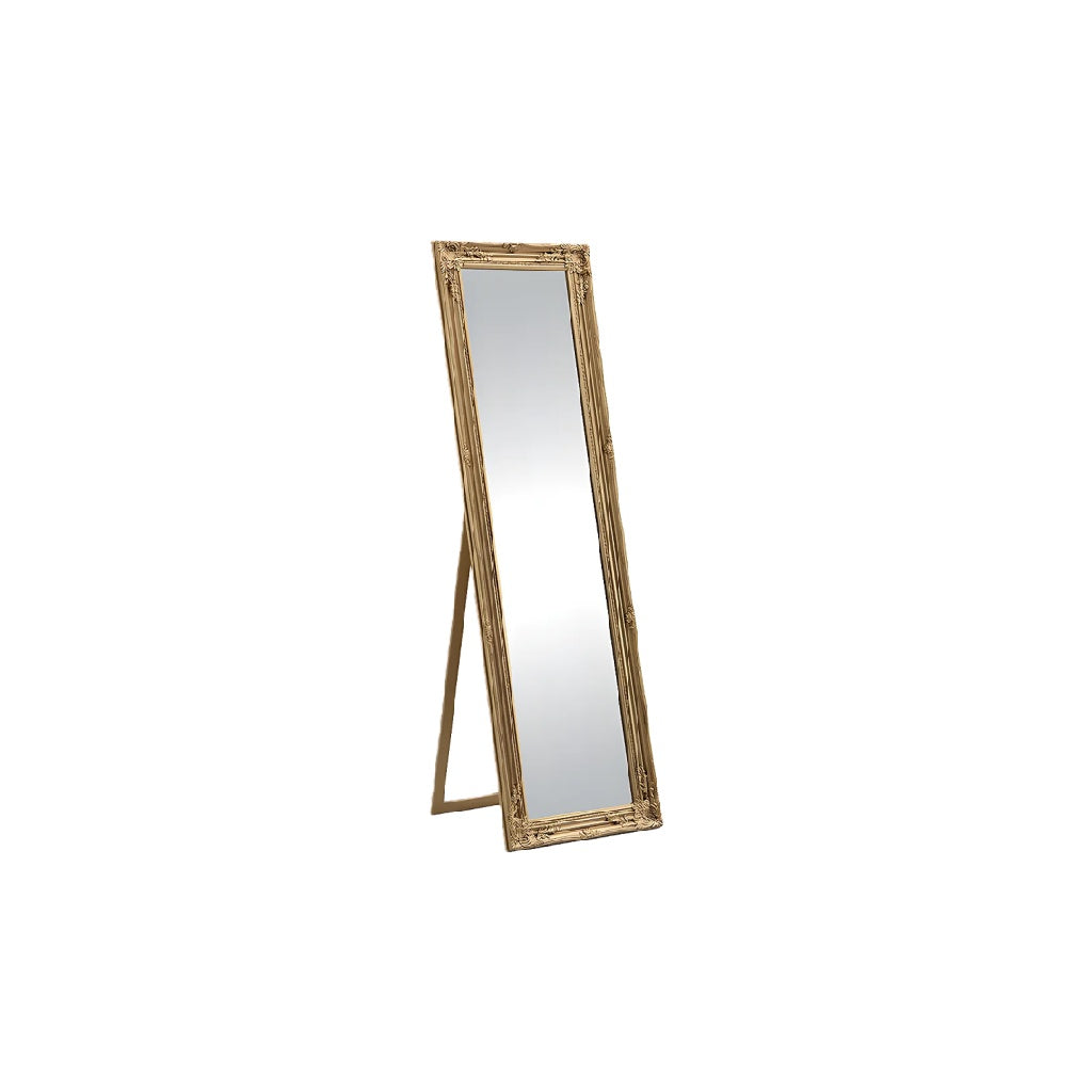 Miroir sur pied vintage avec cadre doré